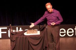 Brad Baker, showing sunken treasure he recovered from the bottom of the sea